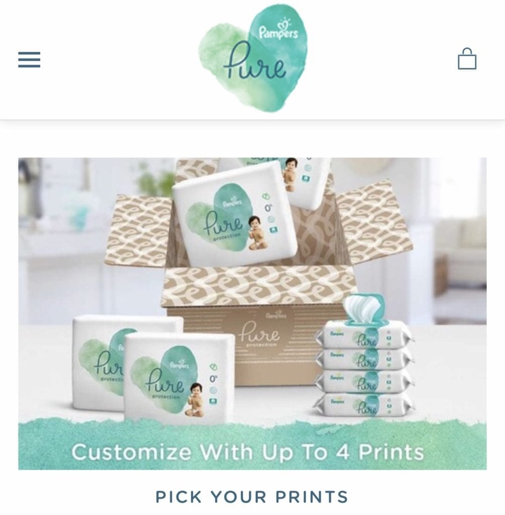 customize pampers pure prints on their website