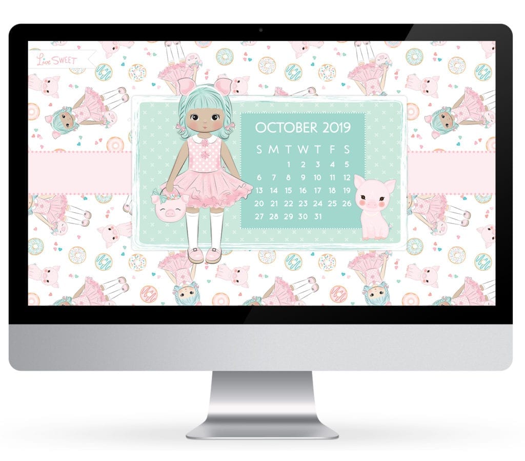 Girl dressed as pig computer wallpaper for october 2019