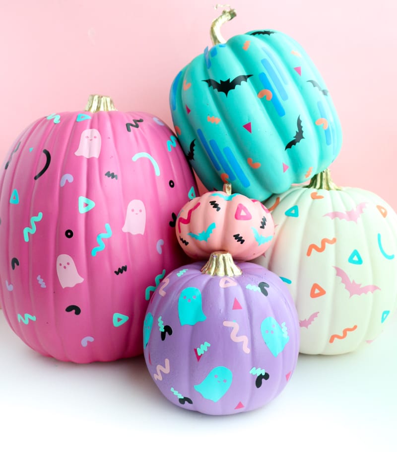 Painted 90's Style Patterned Pumpkins