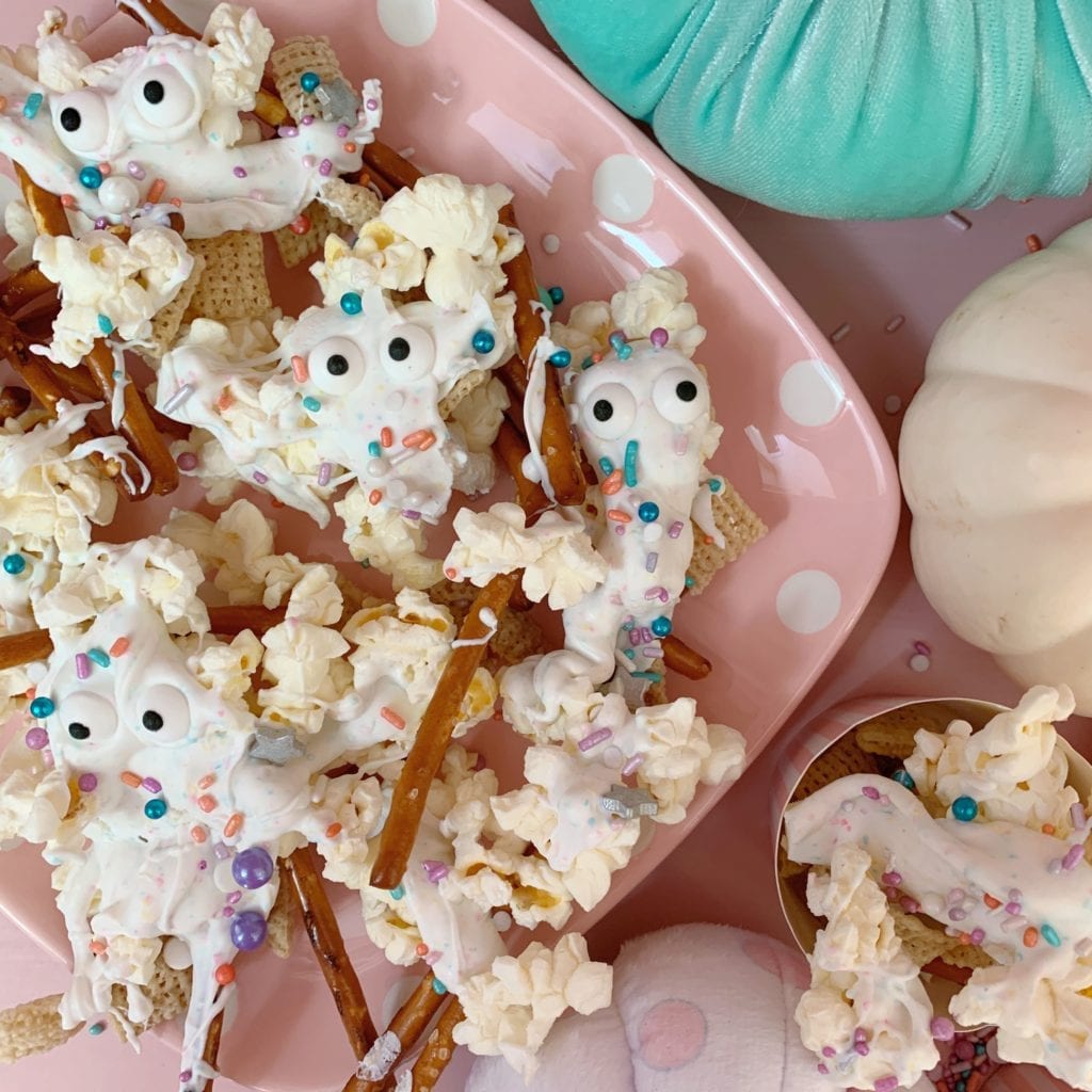 festive halloween snack mix chex