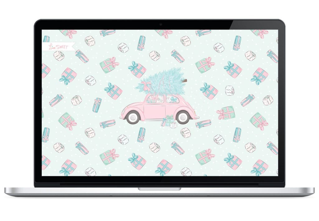 laptop wallpaper pink car presents