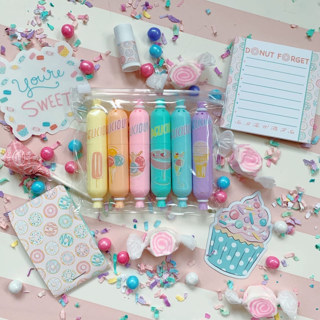 lip balm, live sweet note pad