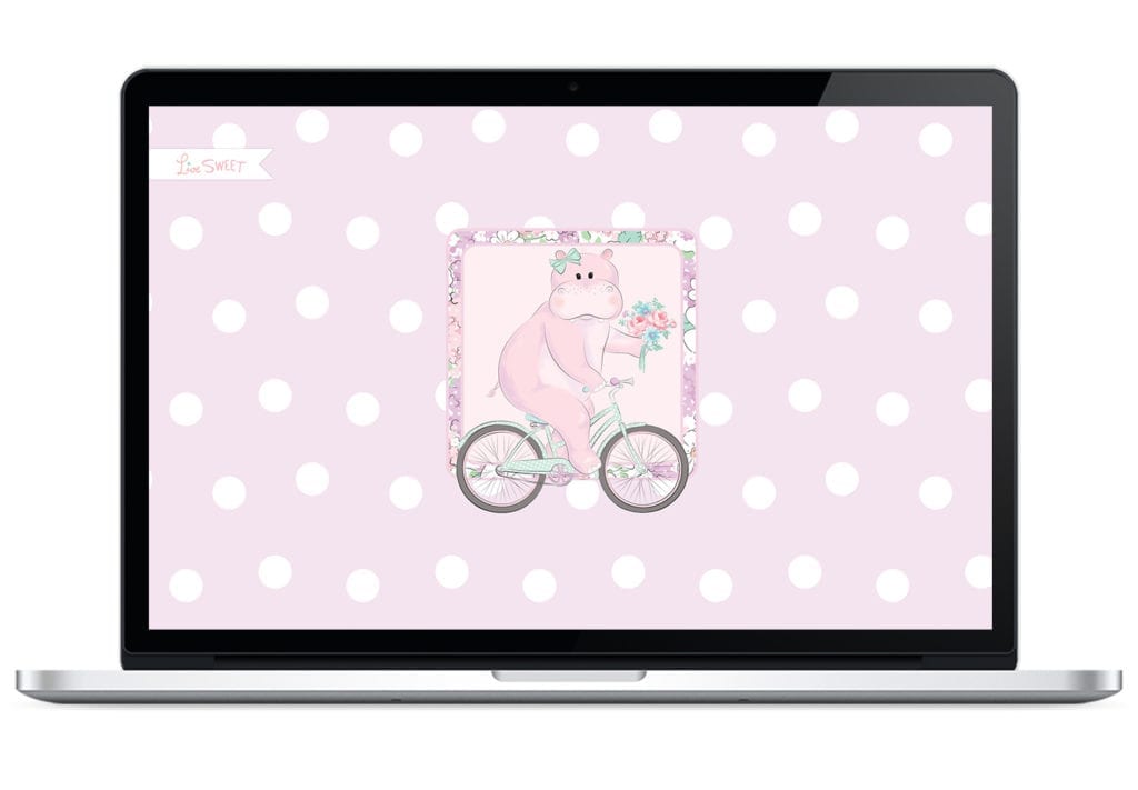 pink, hippo, april, 2020, wallpaper, polka dots, purple, laptop, macbook