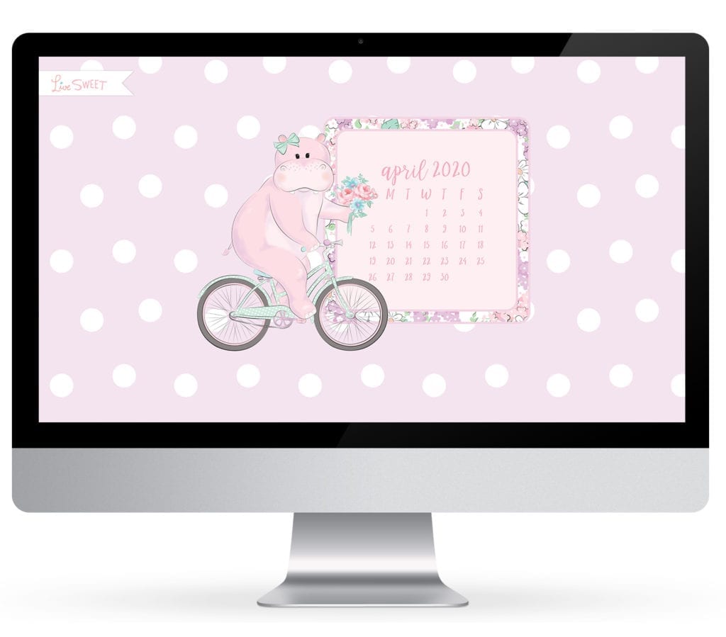 pink, hippo, april, 2020, wallpaper, polka dots, purple, desktop